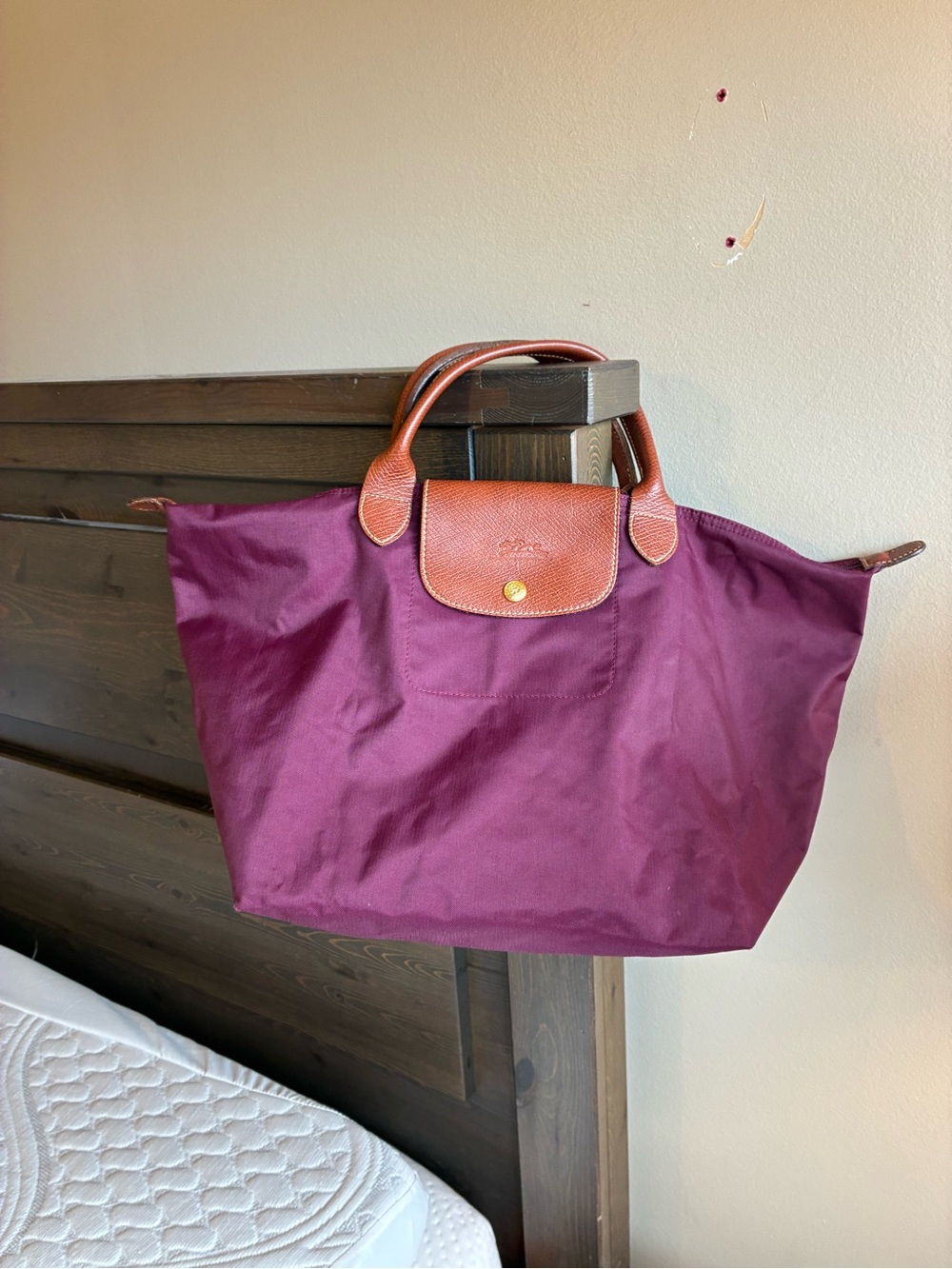 Longchamp Le Pliage bag in burgundy